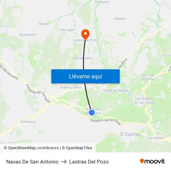 Navas De San Antonio to Lastras Del Pozo map