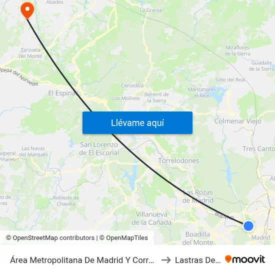 Área Metropolitana De Madrid Y Corredor Del Henares to Lastras Del Pozo map