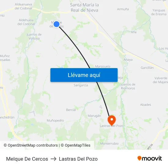 Melque De Cercos to Lastras Del Pozo map