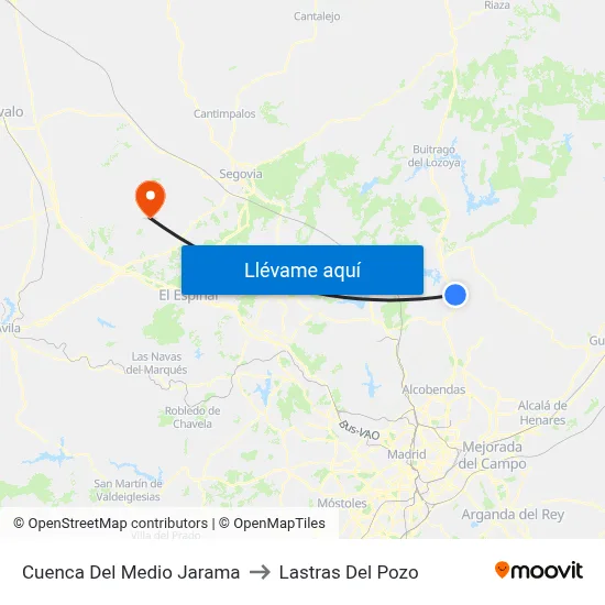 Cuenca Del Medio Jarama to Lastras Del Pozo map