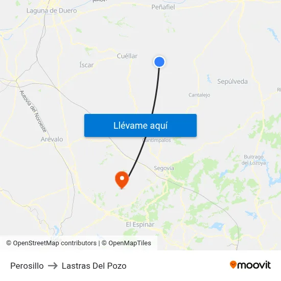 Perosillo to Lastras Del Pozo map