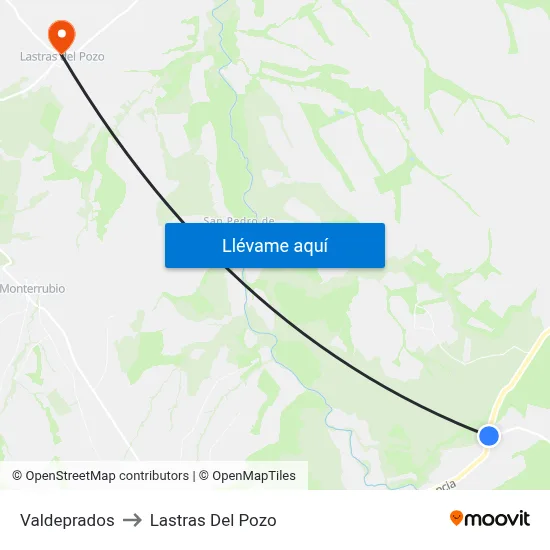 Valdeprados to Lastras Del Pozo map