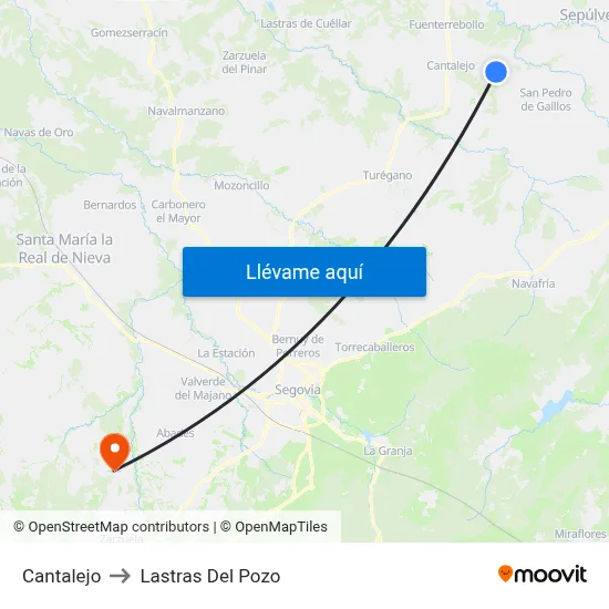 Cantalejo to Lastras Del Pozo map