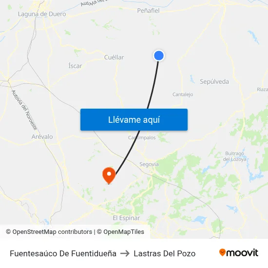 Fuentesaúco De Fuentidueña to Lastras Del Pozo map