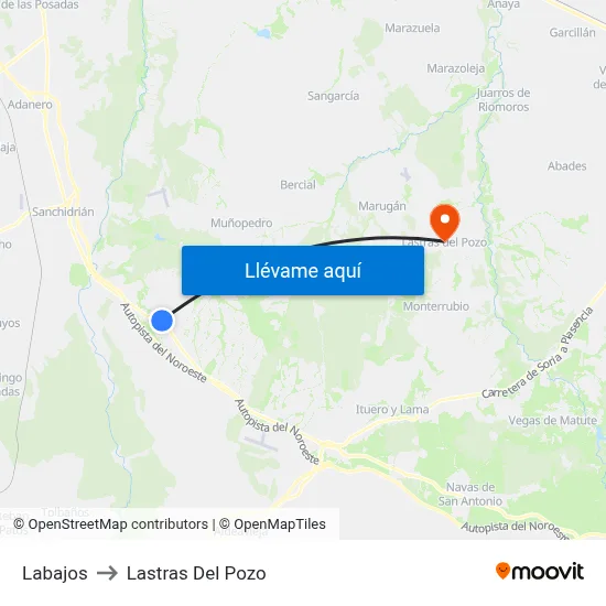 Labajos to Lastras Del Pozo map