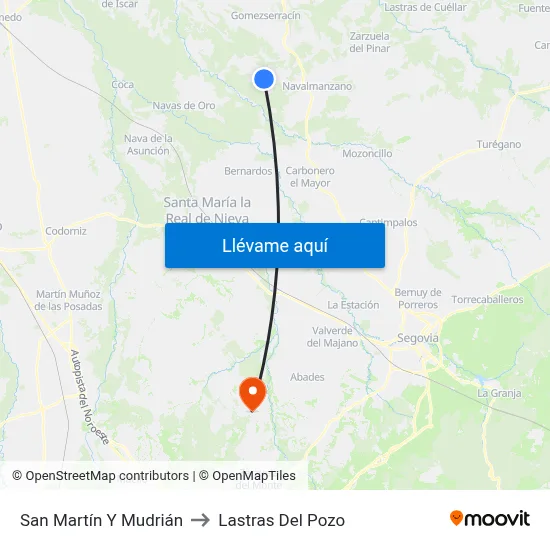 San Martín Y Mudrián to Lastras Del Pozo map