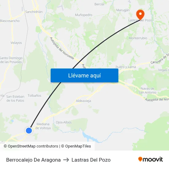 Berrocalejo De Aragona to Lastras Del Pozo map