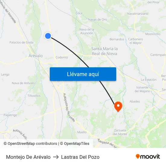 Montejo De Arévalo to Lastras Del Pozo map