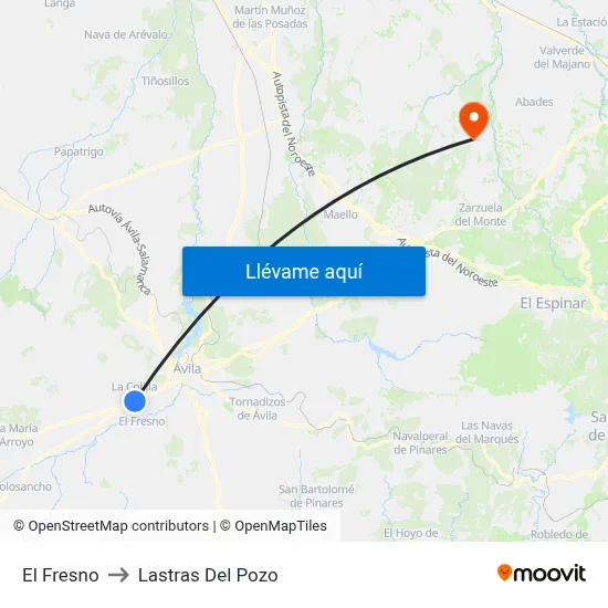 El Fresno to Lastras Del Pozo map