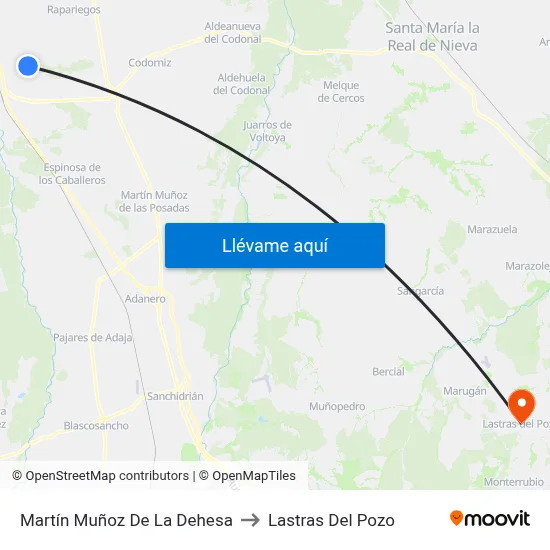 Martín Muñoz De La Dehesa to Lastras Del Pozo map