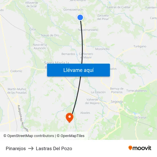Pinarejos to Lastras Del Pozo map