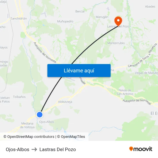 Ojos-Albos to Lastras Del Pozo map