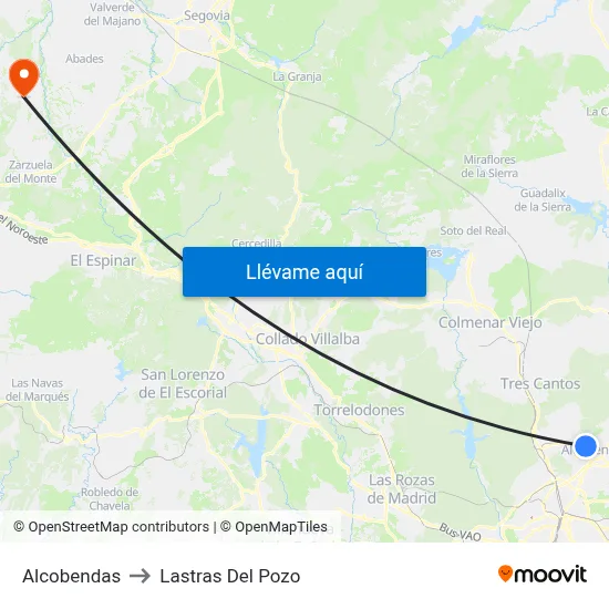 Alcobendas to Lastras Del Pozo map