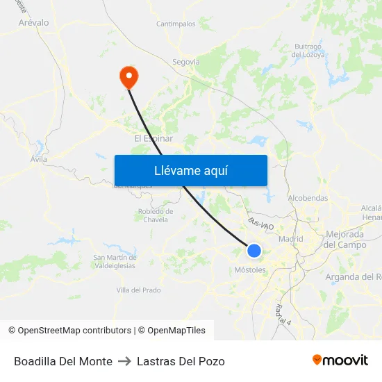 Boadilla Del Monte to Lastras Del Pozo map