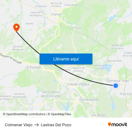Colmenar Viejo to Lastras Del Pozo map
