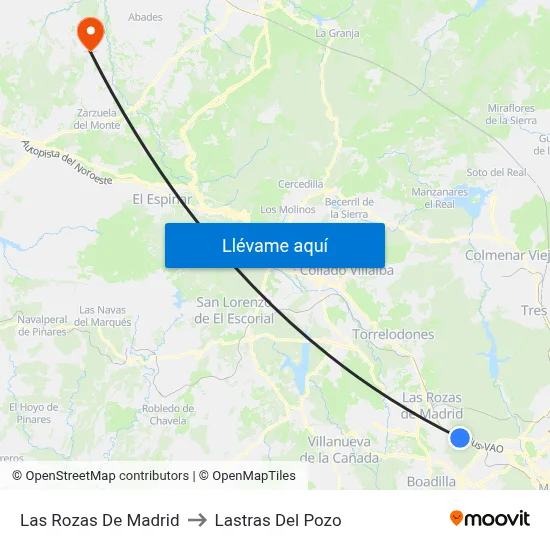 Las Rozas De Madrid to Lastras Del Pozo map