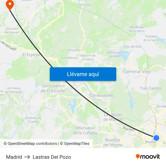 Madrid to Lastras Del Pozo map