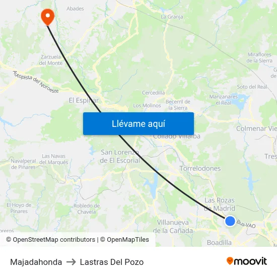 Majadahonda to Lastras Del Pozo map