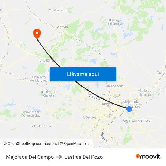 Mejorada Del Campo to Lastras Del Pozo map