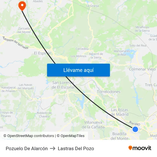 Pozuelo De Alarcón to Lastras Del Pozo map
