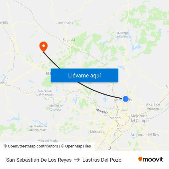 San Sebastián De Los Reyes to Lastras Del Pozo map