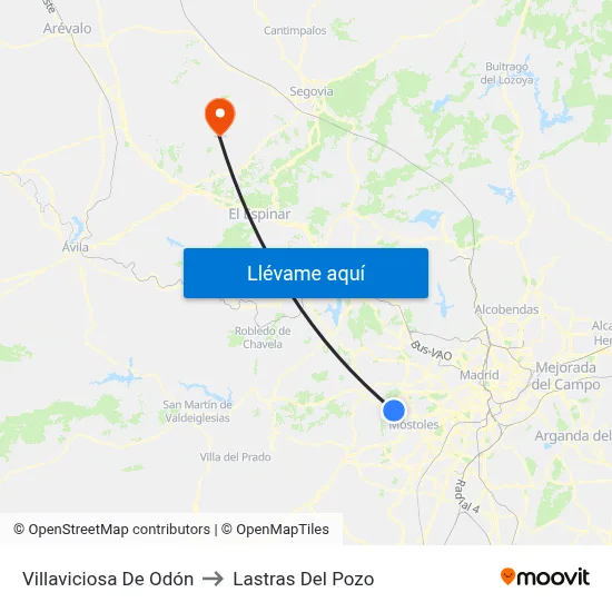 Villaviciosa De Odón to Lastras Del Pozo map