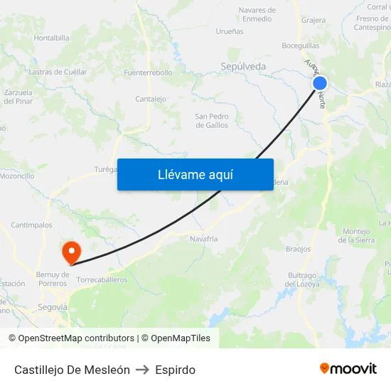 Castillejo De Mesleón to Espirdo map