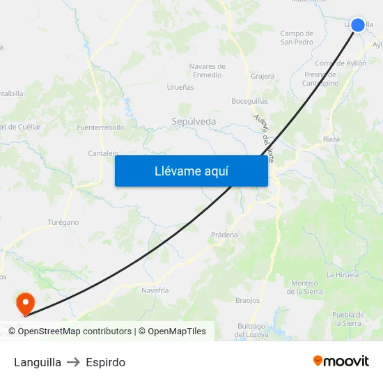 Languilla to Espirdo map