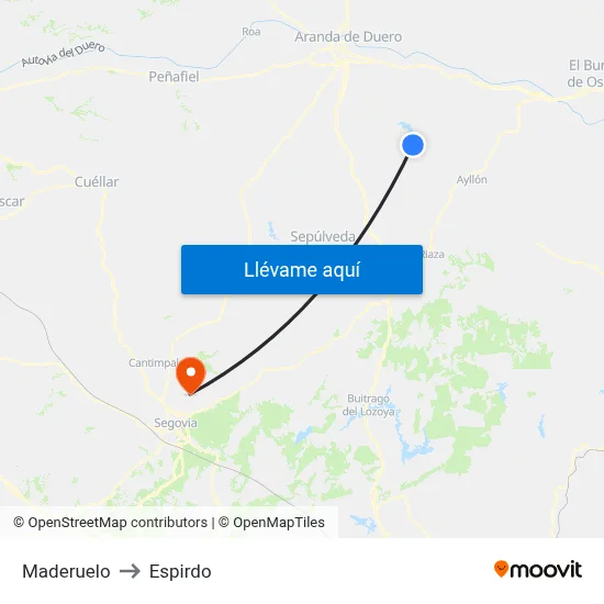 Maderuelo to Espirdo map