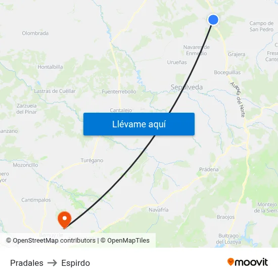 Pradales to Espirdo map
