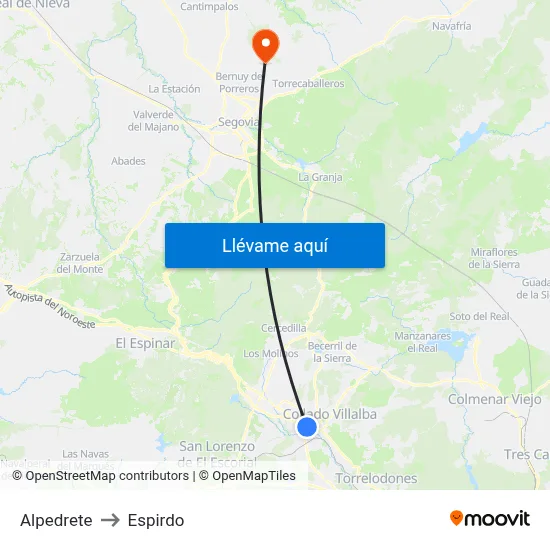 Alpedrete to Espirdo map