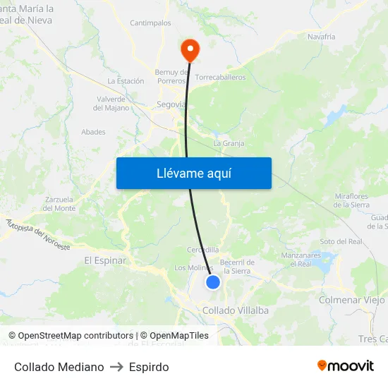Collado Mediano to Espirdo map