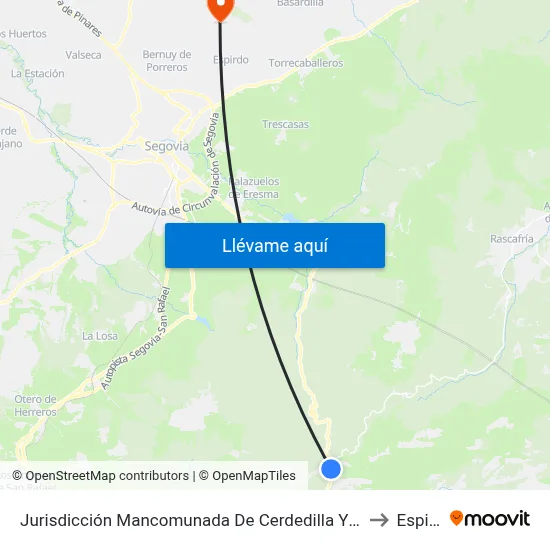 Jurisdicción Mancomunada De Cerdedilla Y Navacerrada to Espirdo map