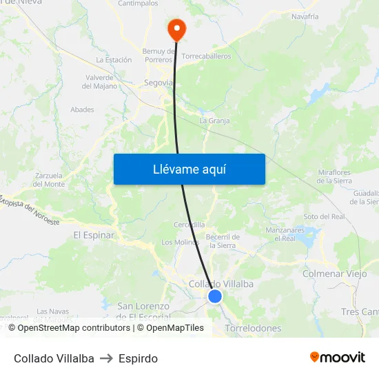 Collado Villalba to Espirdo map