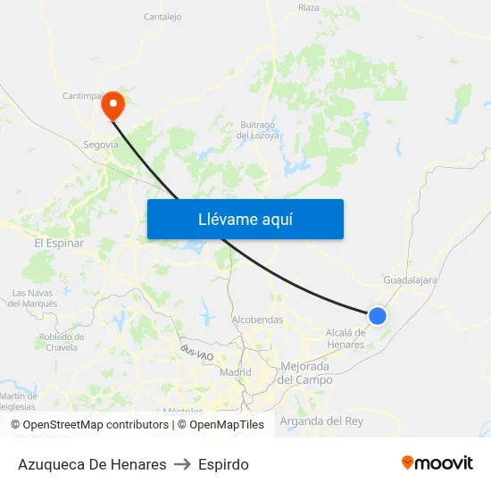 Azuqueca De Henares to Espirdo map