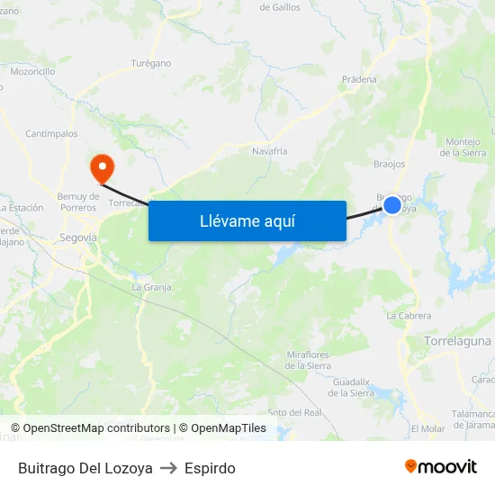 Buitrago Del Lozoya to Espirdo map