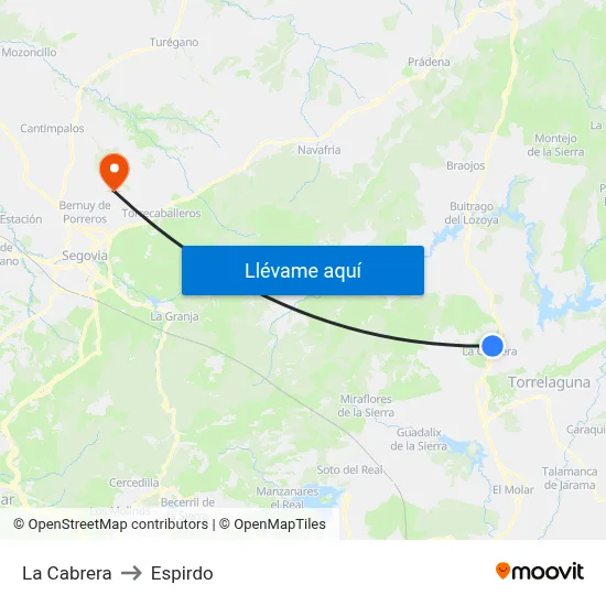 La Cabrera to Espirdo map