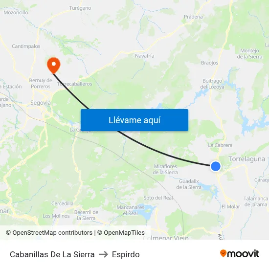 Cabanillas De La Sierra to Espirdo map