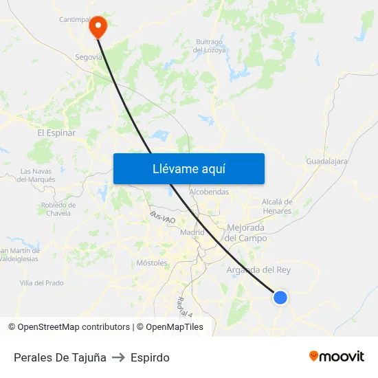 Perales De Tajuña to Espirdo map