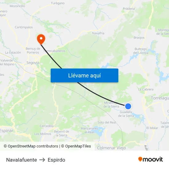 Navalafuente to Espirdo map