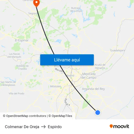 Colmenar De Oreja to Espirdo map