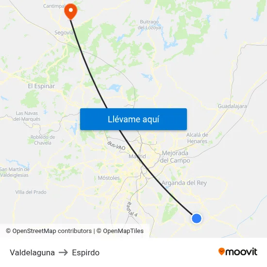 Valdelaguna to Espirdo map