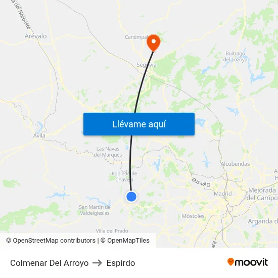 Colmenar Del Arroyo to Espirdo map