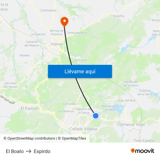 El Boalo to Espirdo map