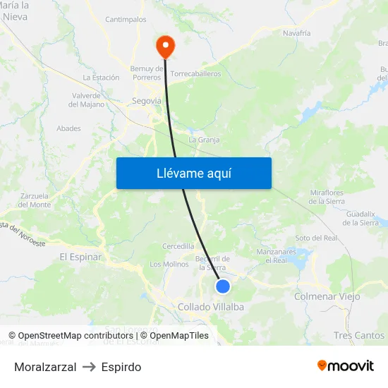 Moralzarzal to Espirdo map