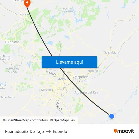 Fuentidueña De Tajo to Espirdo map