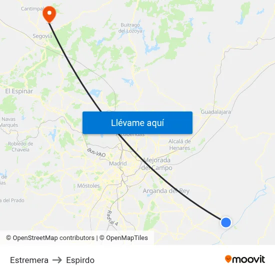 Estremera to Espirdo map