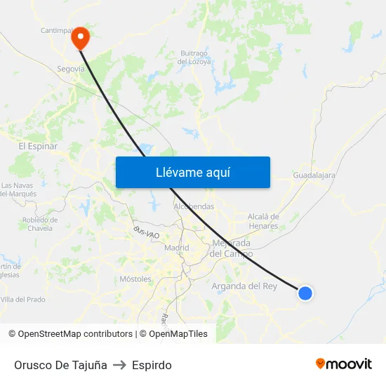 Orusco De Tajuña to Espirdo map