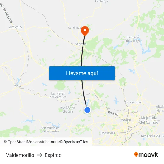 Valdemorillo to Espirdo map