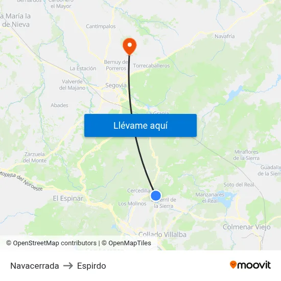Navacerrada to Espirdo map